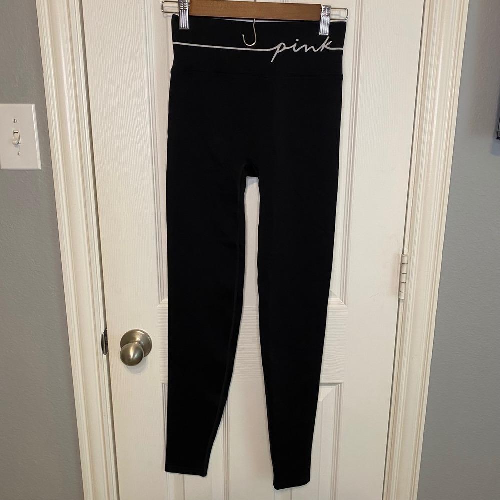 PINK Victoria's Secret Active Seamless High Waist Leggings Black Small Logo
